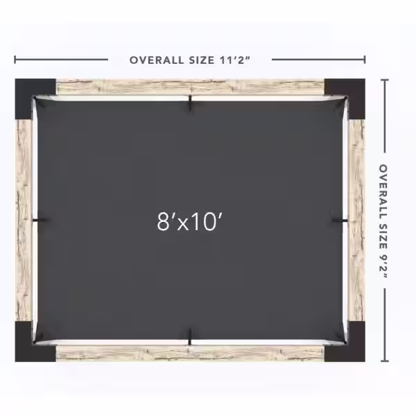 TOJA GRID 8 ft. L x 10 ft. W Wall Mount Pergola Kit with White Shade Sail, 6x6 Wood