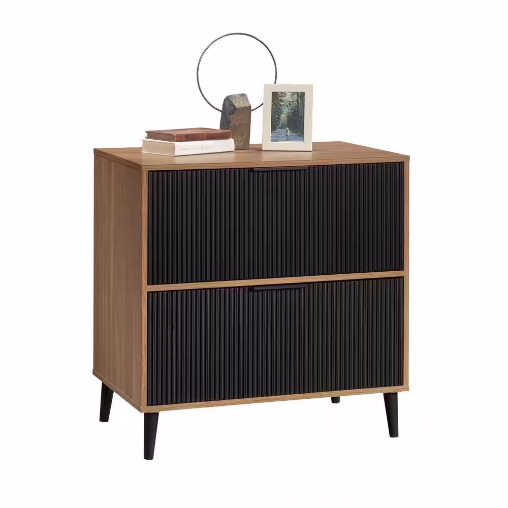 SAUDER Ambleside Serene Walnut Lateral File Cabinet with Fluted Design Drawer Fronts