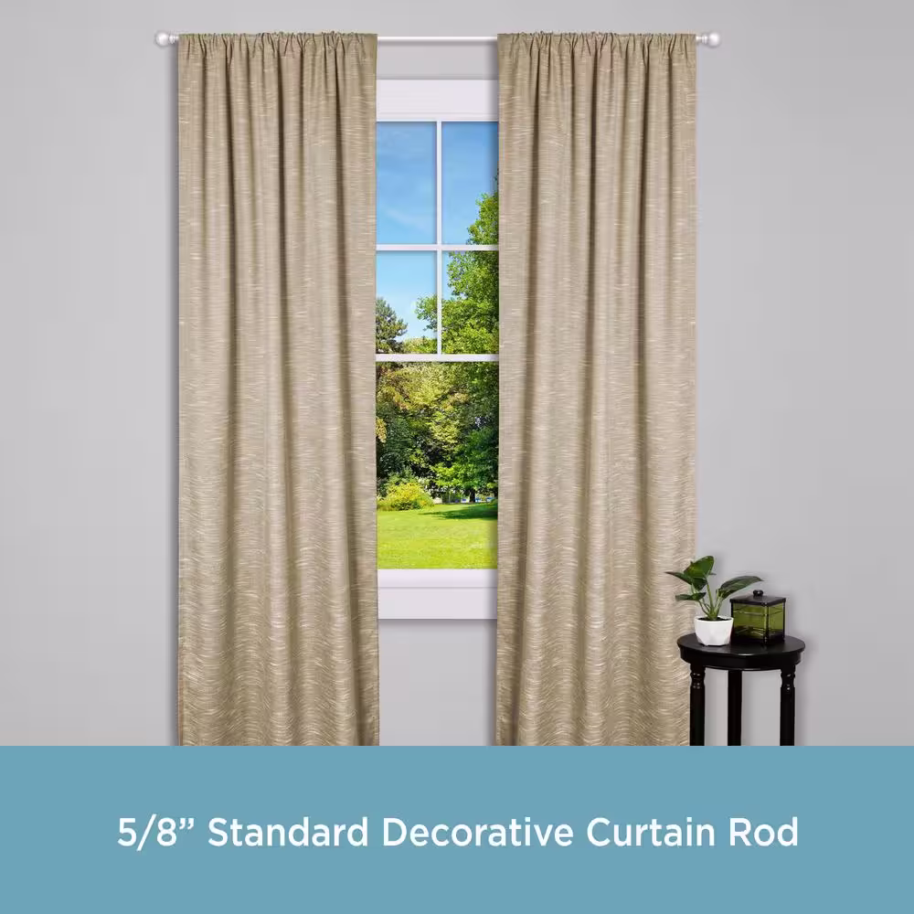 Kenney Chelsea 28 in. - 48 in. Adjustable Single Curtain Rod 5/8 in. Diameter in Brushed Nickel with Ball Finials