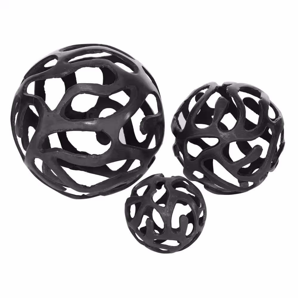 Litton Lane Brass Aluminum Geometric Sculpture (Set of 3)
