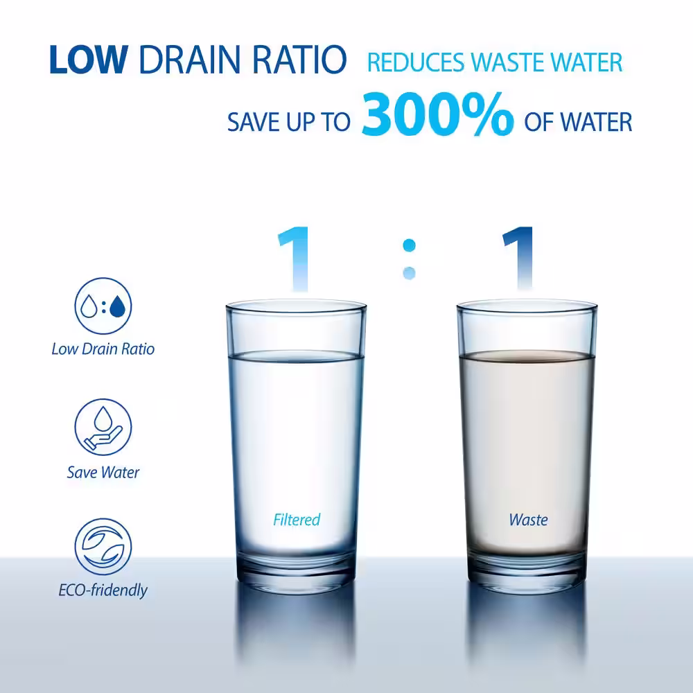 APEC Water Systems Essence ROES-100 5-Stage Reverse Osmosis Water Filtration System, 100 GPD, 1:1 Pure to Drain