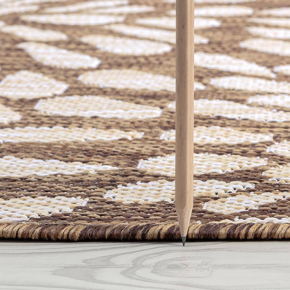 Tayse Rugs Eco Floral Brown 4 ft. x 6 ft. Indoor/Outdoor Area Rug