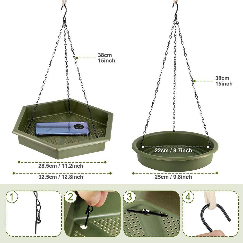 None Hanging Bird Bath Bird Bath Bird Feeder, 2 in 1 XL Hanging Bird Feederand Bird Baths for Outdoors