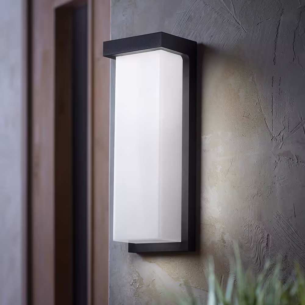 Artika Skeet Black Modern Integrated LED Outdoor Hardwired Garage and Porch Light Lantern Sconce