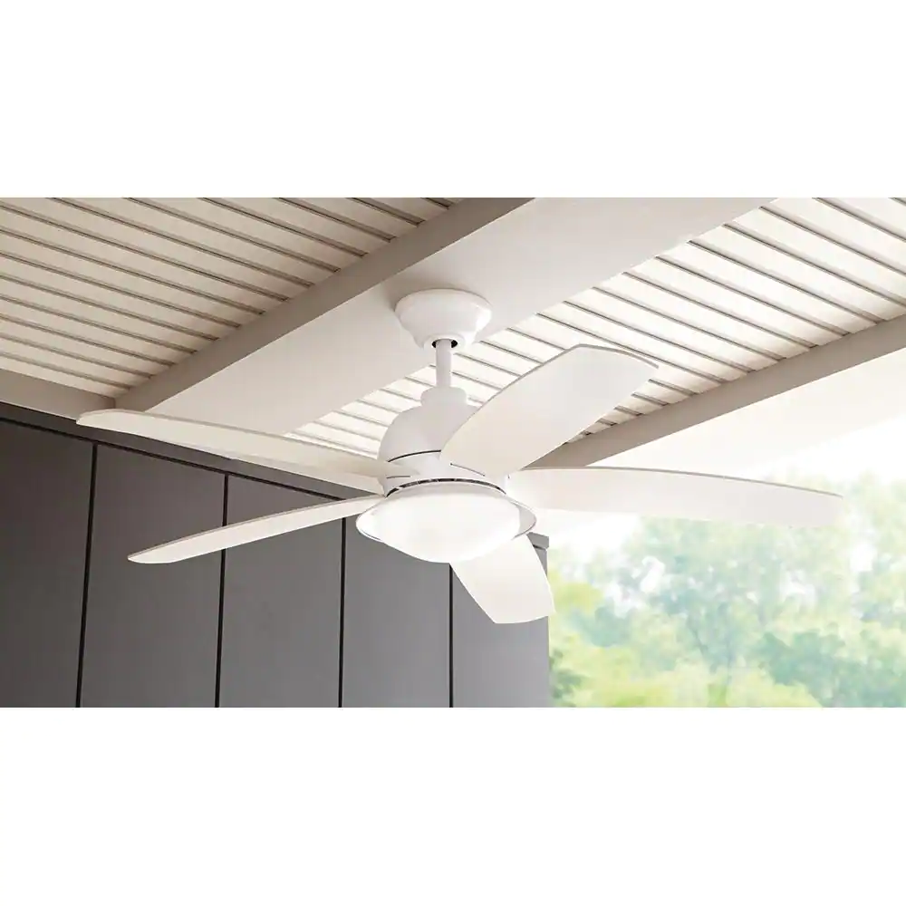Home Decorators Collection Ackerly 52 in. Indoor/Covered Outdoor LED Matte White Ceiling Fan with Light Kit and Remote Control