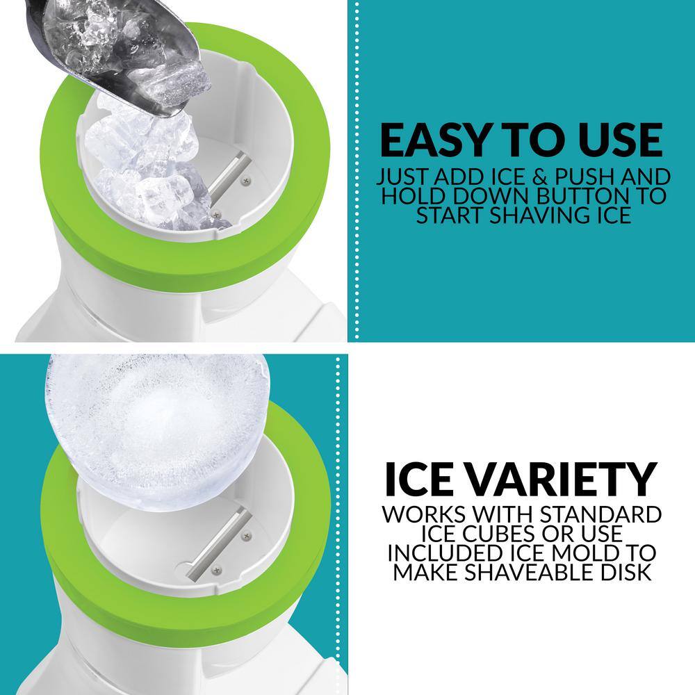 Nostalgia 50 W 8 oz. White Snow Cone Maker with Stainless Steel Blades