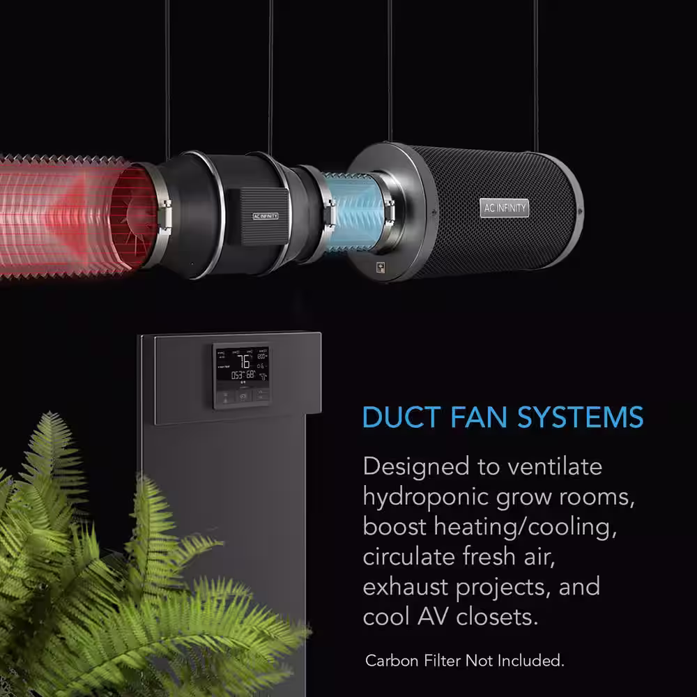 AC Infinity Cloudline T4 Quiet 4 in. Inline Duct Fan Temperature Humidity Controller Hydroponics Ventilation Heating Cooling Booster