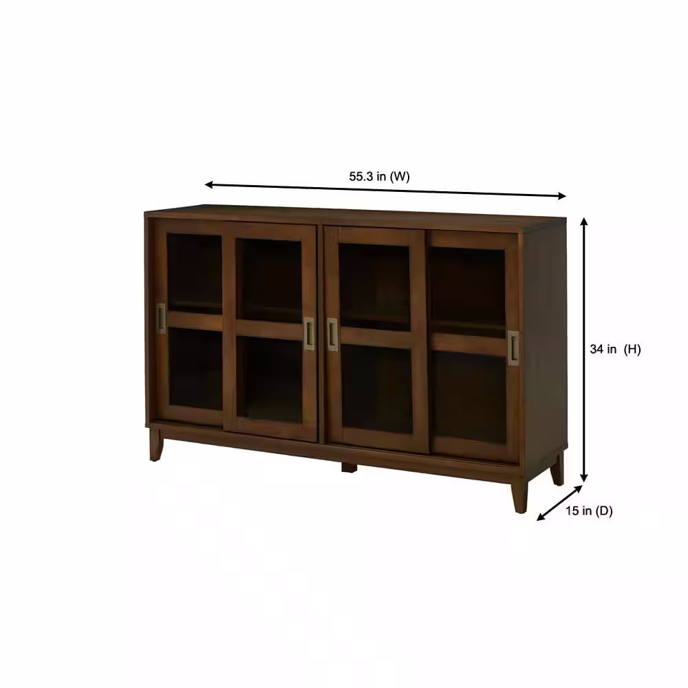 Home Decorators Collection Canonbury Sable Brown Wood Buffet Table with Glass Doors (55.30 in. W. x 34 in. H)