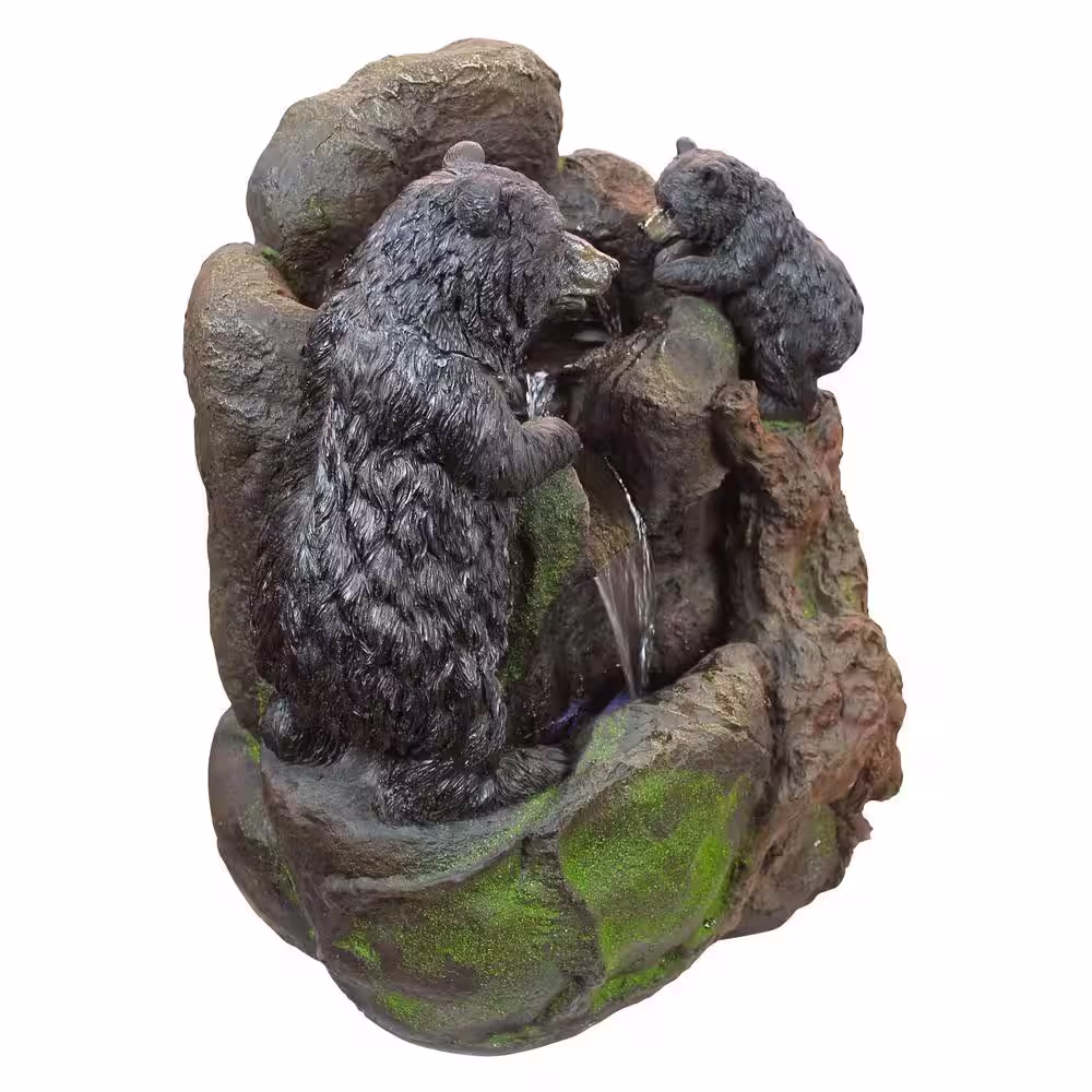 Design Toscano Grizzly Gulch Black Bears Stone Bonded Resin Garden Fountain