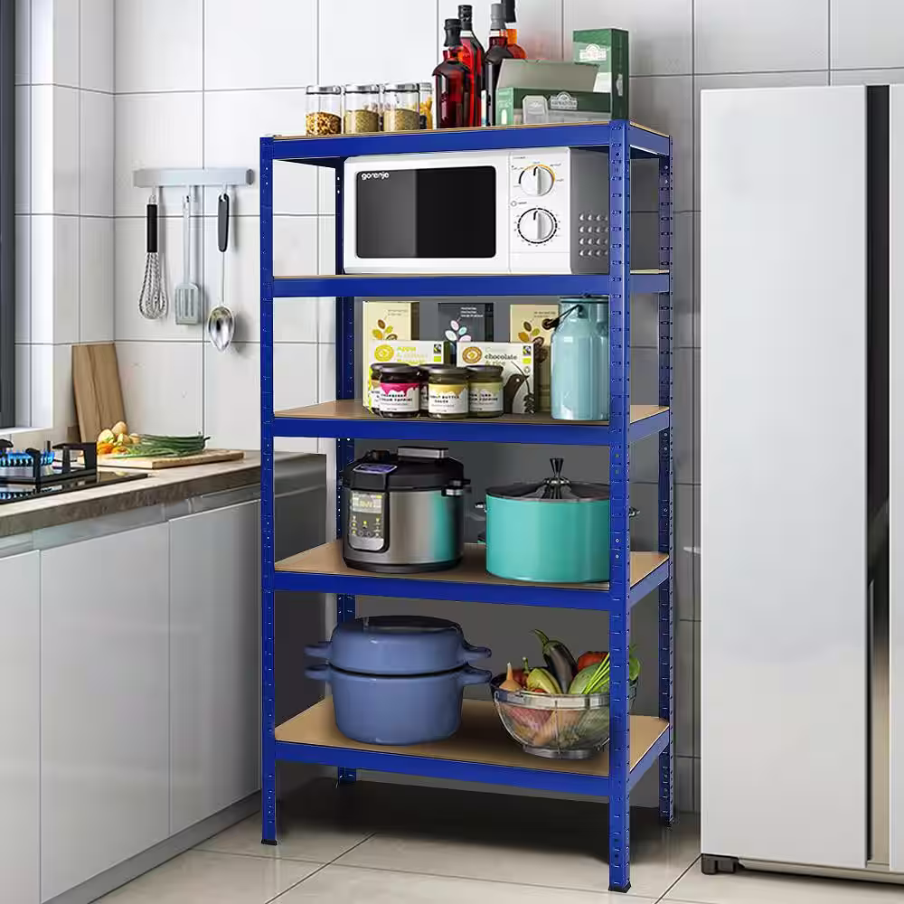 Costway 72 in. Blue Heavy-Duty Steel 5 Level Garage Shelf Metal Storage Adjustable Shelves