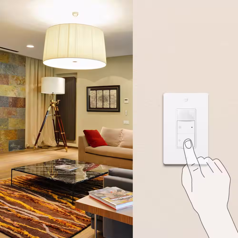 Commercial Electric 500-Watt Single White Pole Smart Dimmer Switch with Motion Sensor Powered by Hubspace (1-pack)