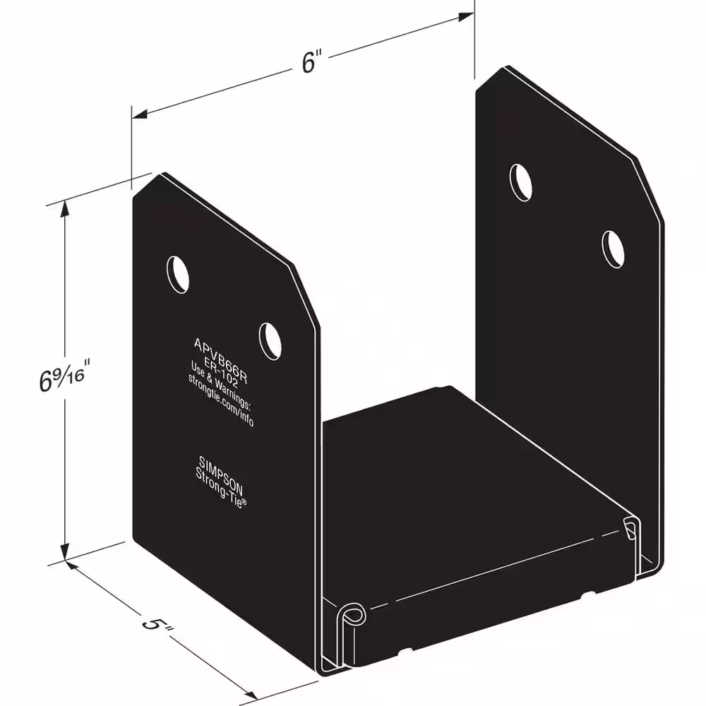 Simpson Strong-Tie Outdoor Accents Avant Collection ZMAX, Black Powder-Coated Post Base for 6x6 Actual Rough Lumber