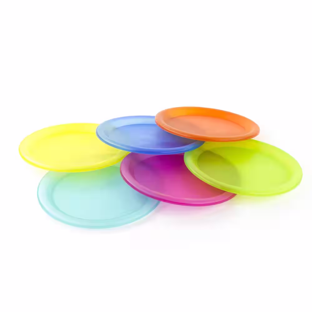 None 10 in. Colorful Plastic Reusable Dinner Plates (Set of 6)