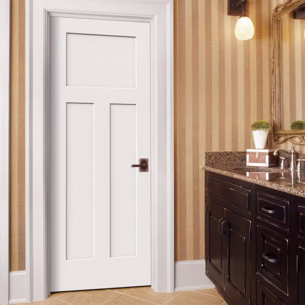 JELD-WEN 30 in. x 80 in. 3 Panel Craftsman Primed Smooth Solid Core Molded Composite MDF Interior Door Slab