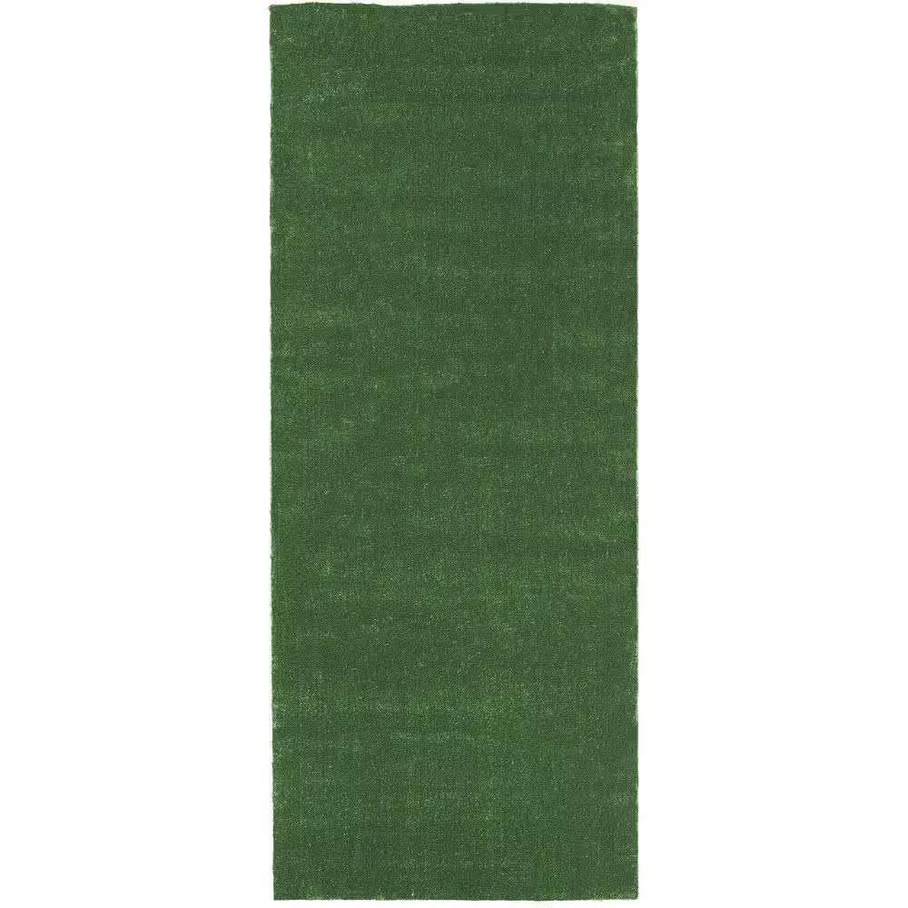 Sweet Home Stores Meadowland Collection Waterproof Solid Indoor/Outdoor 7 ft. x 15 ft. Green Artificial Grass Runner Rug