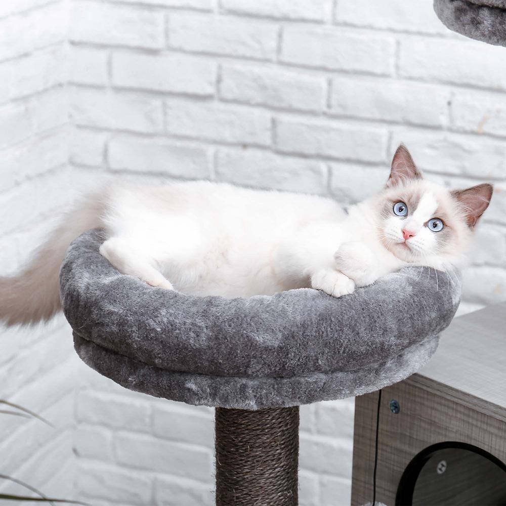 Foobrues 55.5 in. H Modern Cat Tower with 2 Super Large Condo, Sturdy Scratching Posts and Removable Soft Perches