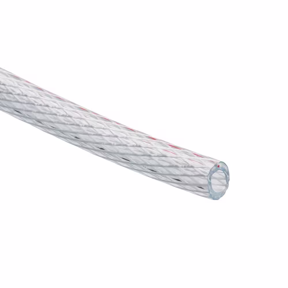 HYDROMAXX 3/8 in. I.D. x 1/2 in. O.D. x 100 ft. Braided Clear Non Toxic, High Pressure, Reinforced PVC Vinyl Tubing