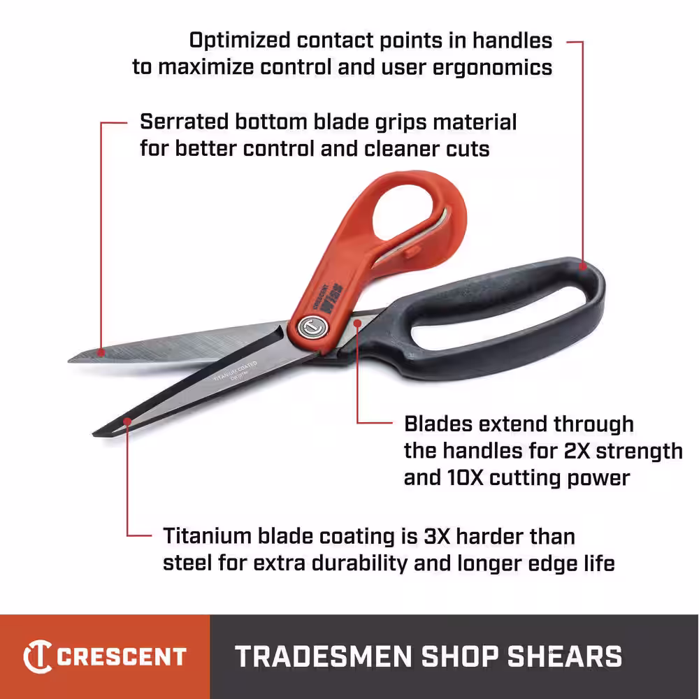 Wiss 10 in. Heavy Duty Titanium Coated Tradesmen Shears and 3.25 in. Steel Drop Point Pocket Knife Set (2-Piece)