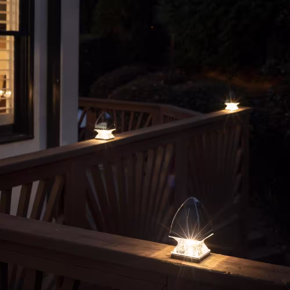 GAMA SONIC Gothic Solar Black LED 4x4 and 5x5 Deck Post Light with Bright White and Warm White LEDs (4-Pack)
