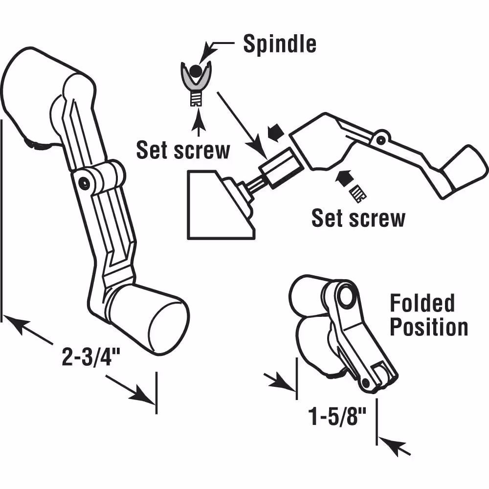 Prime-Line Casement Folding Crank Handle, 2-3/4 in W, Die Cast Zinc, Bronze
