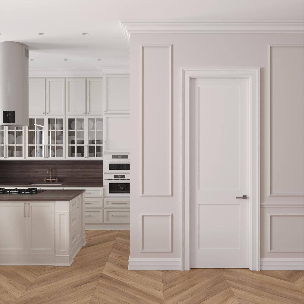 None 34 in. x 96 in. Right-Handed Solid Core Primed White Composite Single Prehung Interior Door Black Hinges