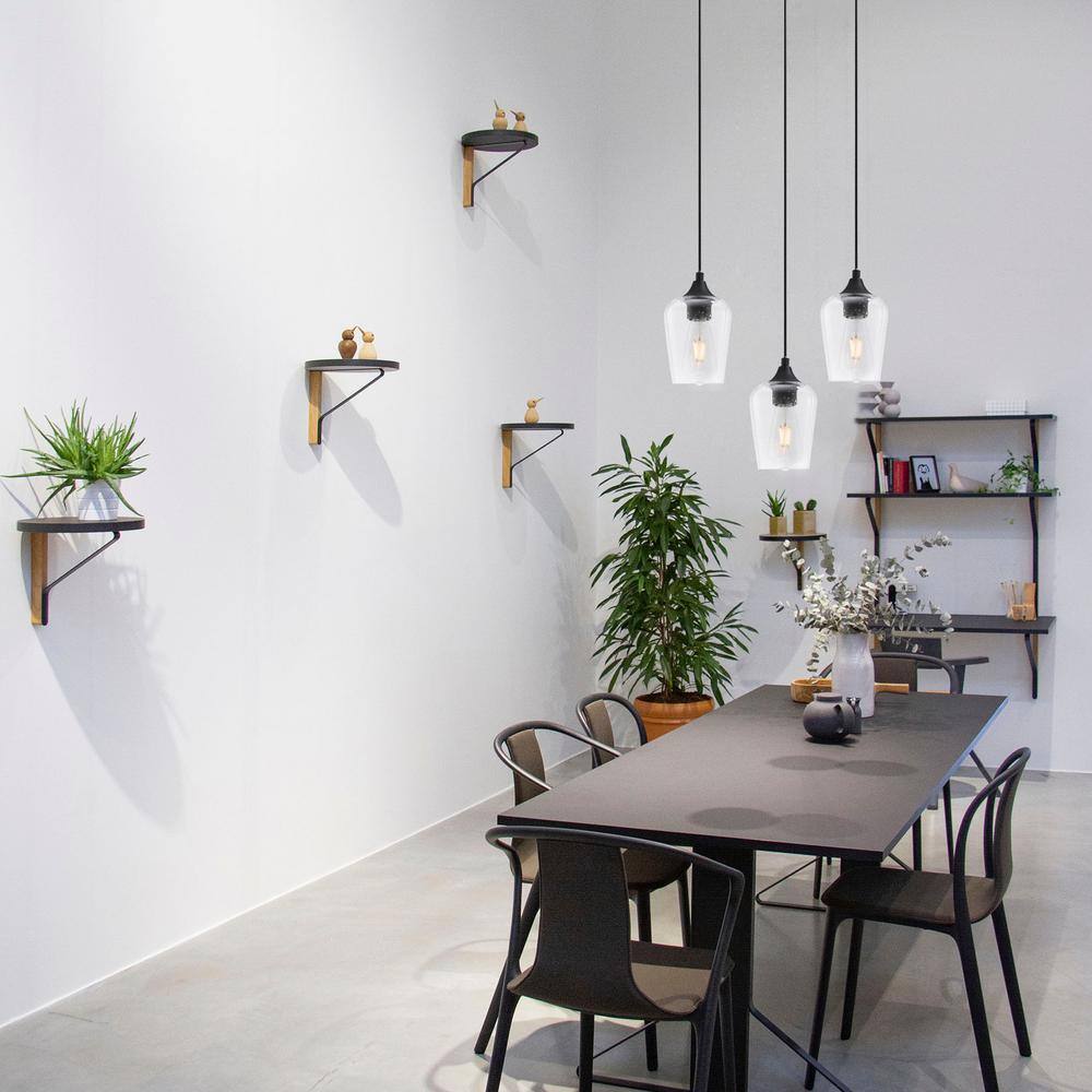 Merra 1-Light Matt Black Pendant with Seeded Glass Shade