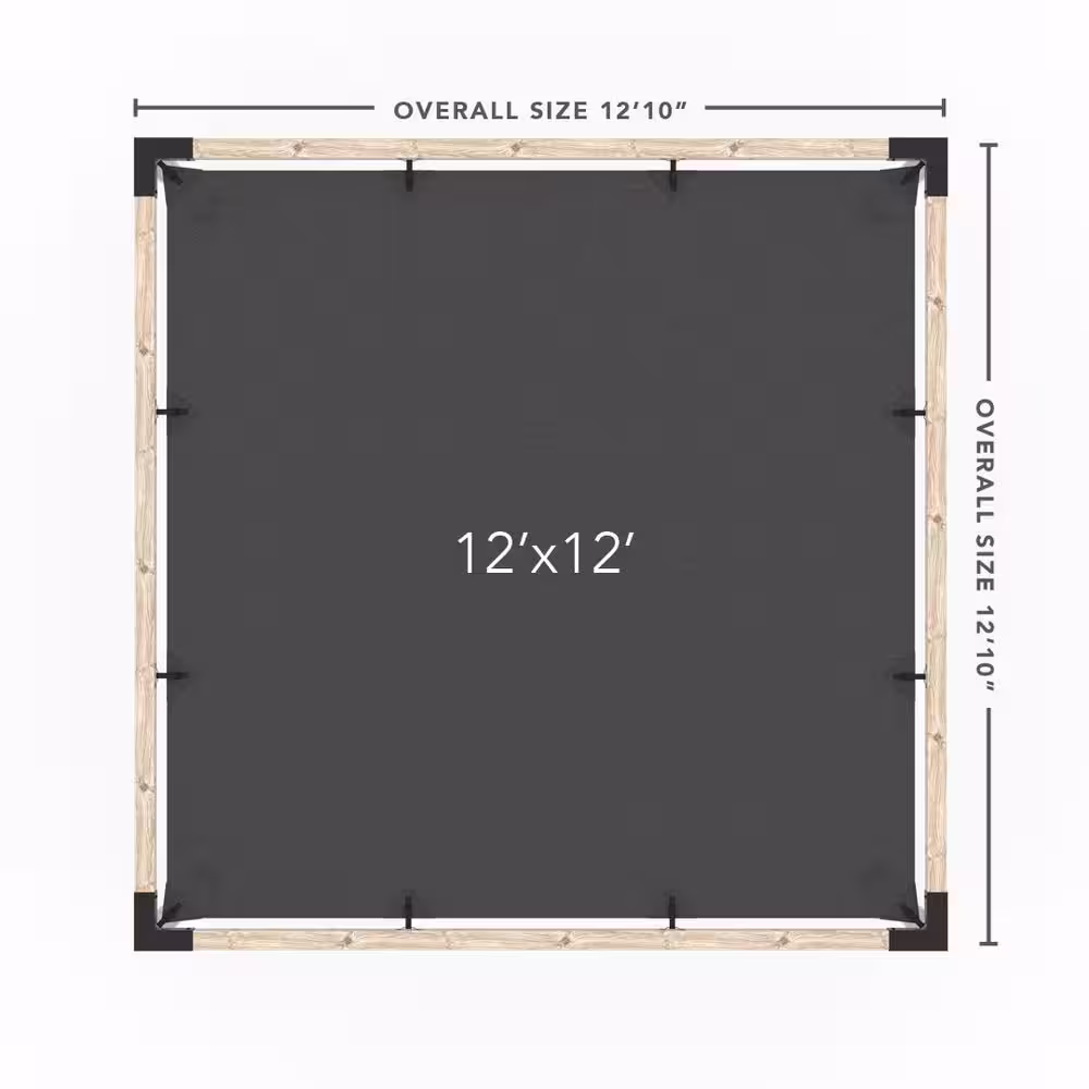 TOJA GRID 12 ft. L x 12 ft. W Pergola Kit with Denim Shade Sail, 4 in. x 4 in. Wood