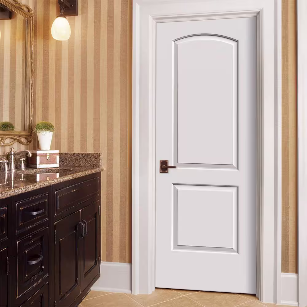 JELD-WEN 36 in. x 80 in. 2 Panel Continental Right-Hand Smooth Solid Core Molded Composite MDF Single Prehung Interior Door