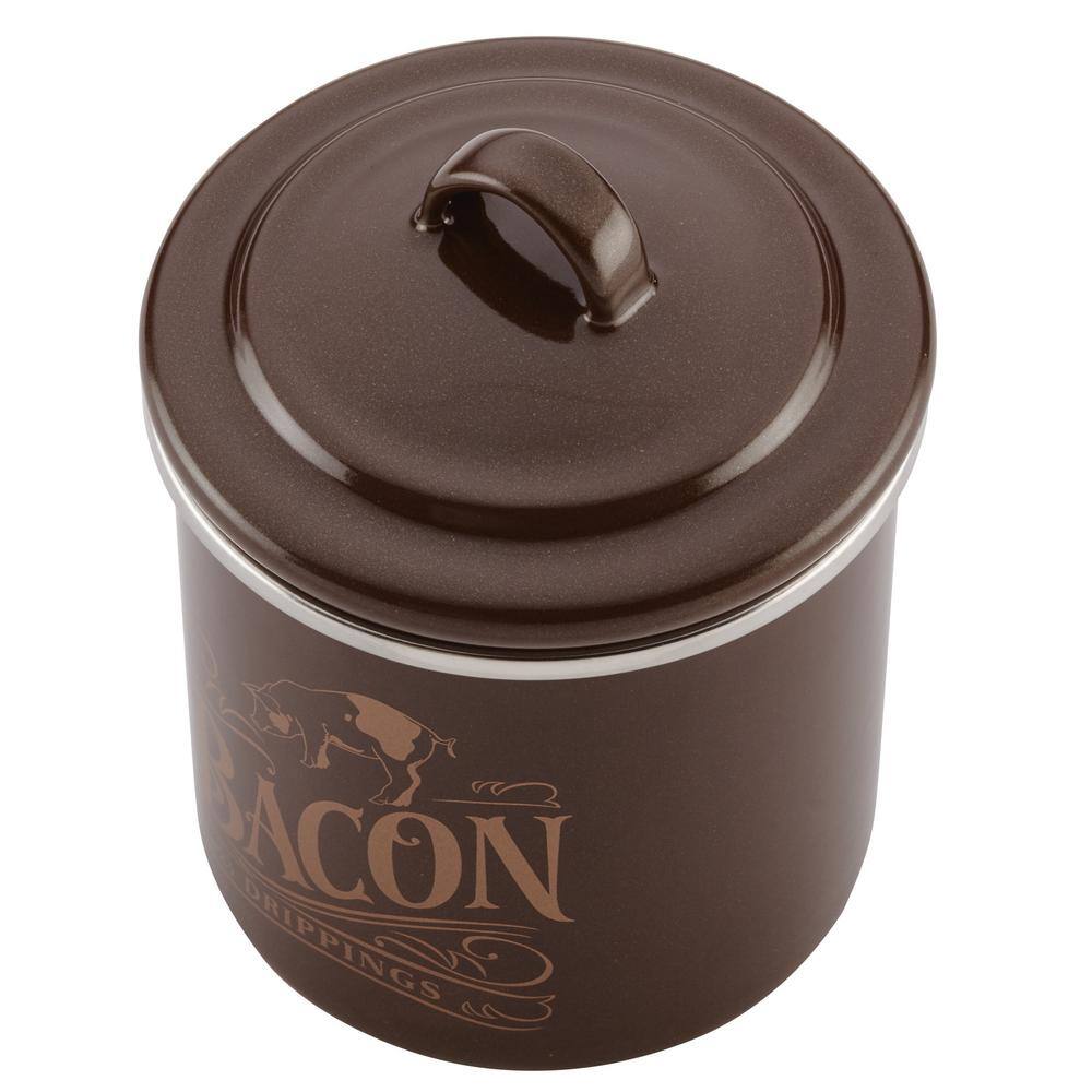 Ayesha Curry Home Collection Enamel on Steel 4 in. x 4 in. Brown Sugar Bacon Grease Can