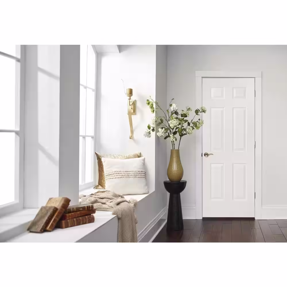 JELD-WEN 30 in. x 80 in 6 Panel Colonist Primed Right-Hand Textured Solid Core Molded Composite MDF Single Prehung Interior Door