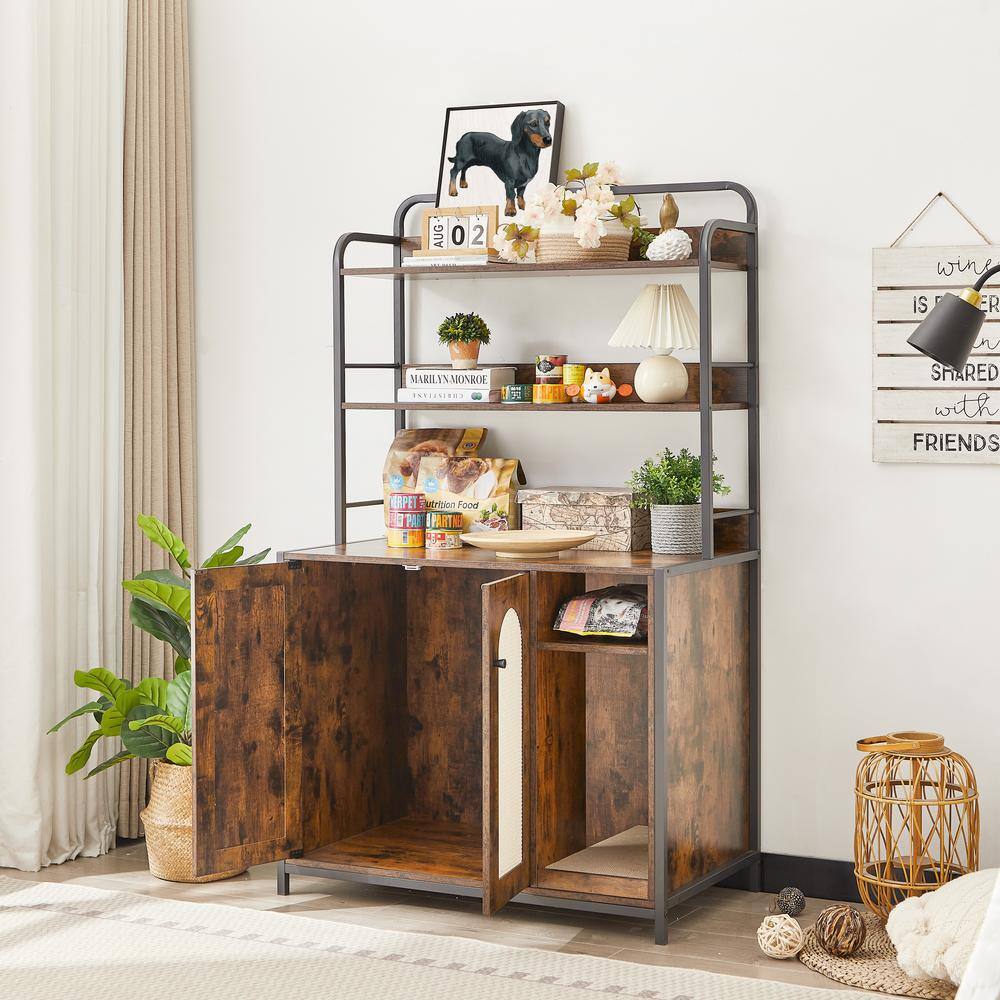 None 37 ft. W x 21.7 ft. D x 63 ft. H Large Hidden Cat Litter Box Enclosure Furniture w/Shelf Wood Sturdy Washroom Storage