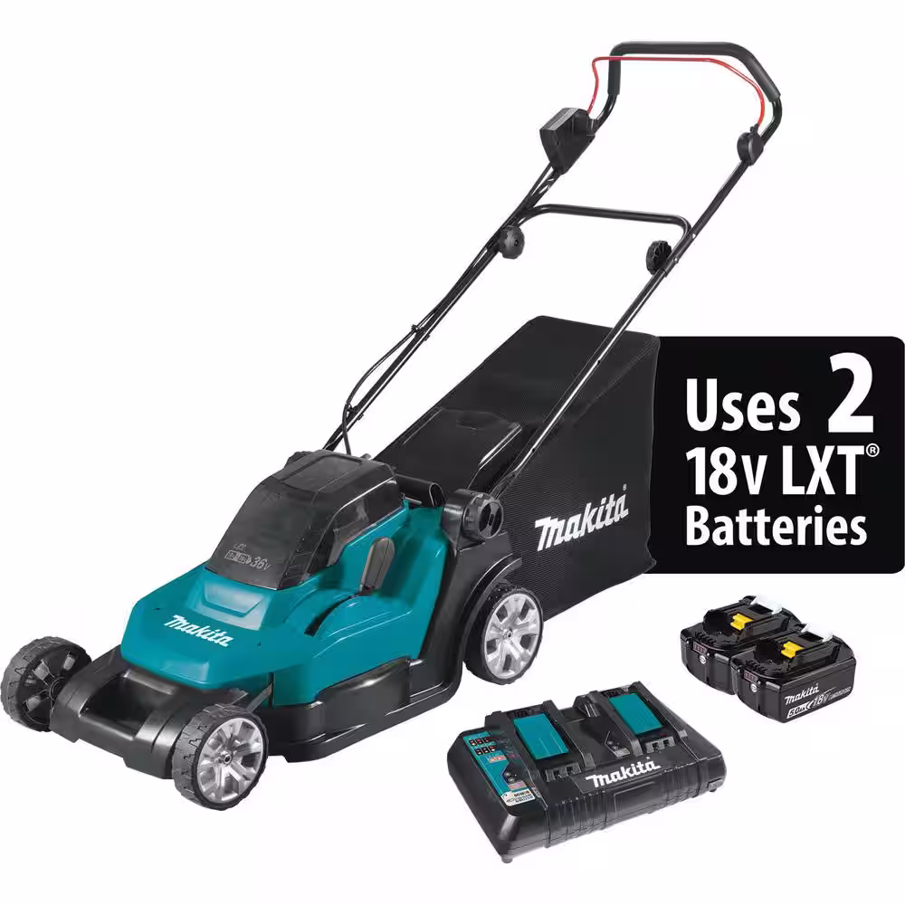 Makita 18V X2 (36V) LXT Cordless 17 in. Residential Lawn Mower Kit (5.0Ah) with bonus 18V LXT Grass Shear, Tool Only