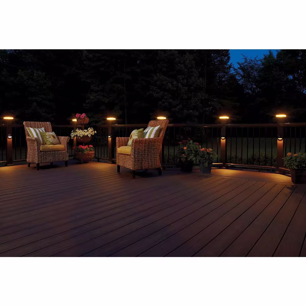 Fiberon 5 in. x 5 in. Serene Black Integrated LED Fits Post Sleeve Hardwired Flat Downward Top Deck Post Cap Light