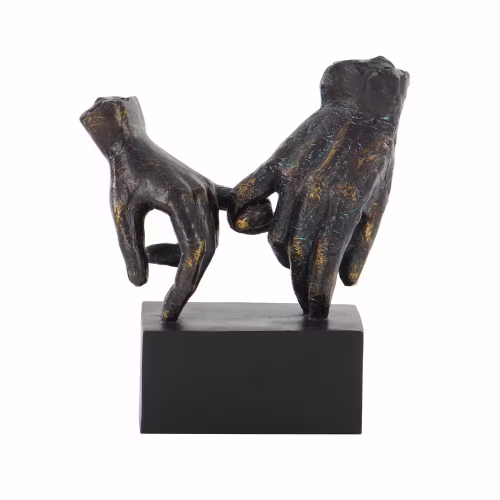 Litton Lane Black Polystone Hands Sculpture
