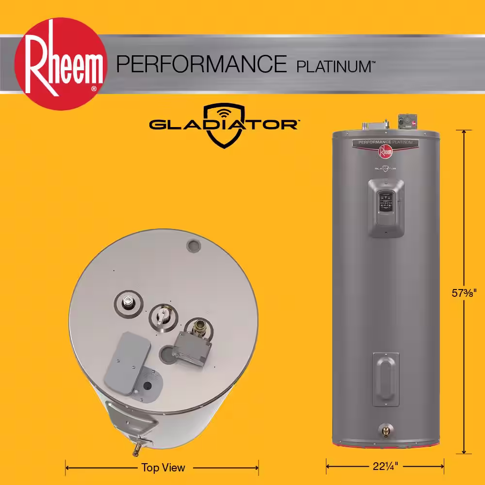 Rheem Gladiator 55 gal. Tall 12-Year 4500W Electric Water Heater with Leak Detection, Auto Shutoff - WA, OR Version