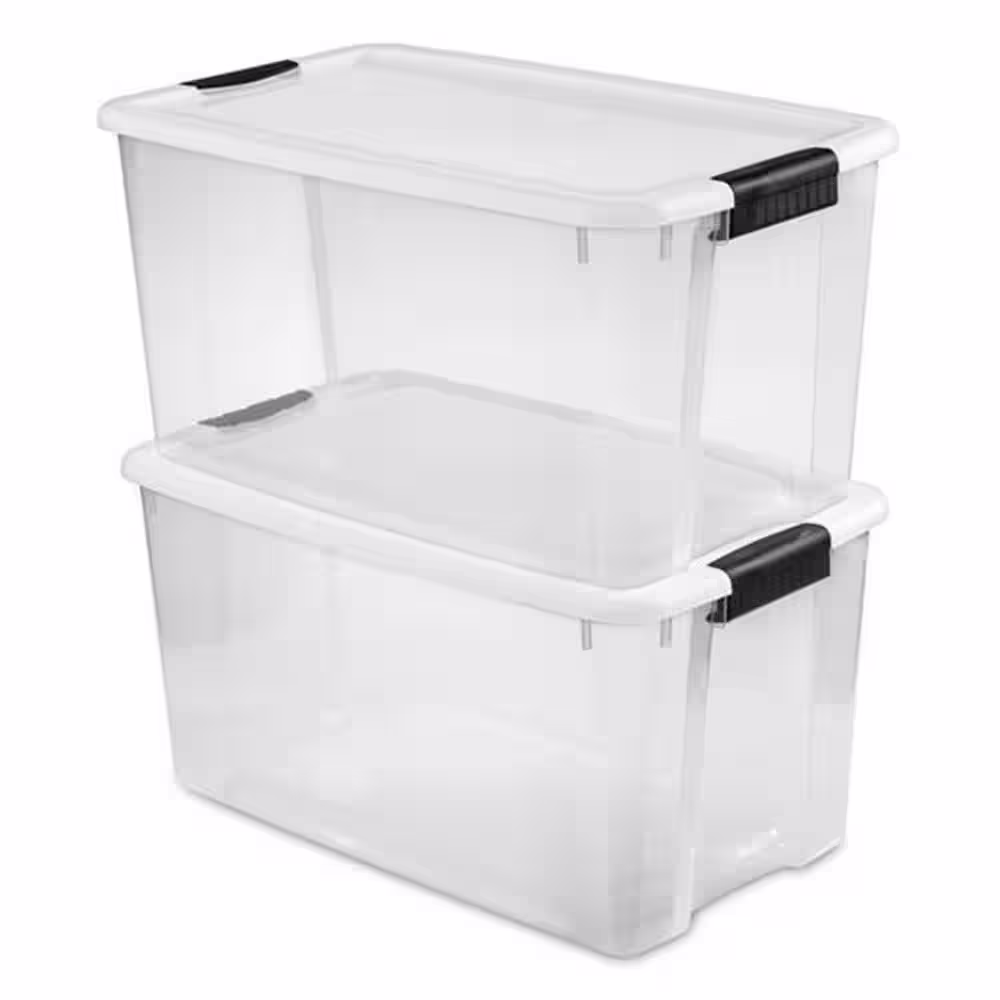 Sterilite Large 70 Qt Clear Base Ultra Latch Storage Container Box Tote (4 Pack)