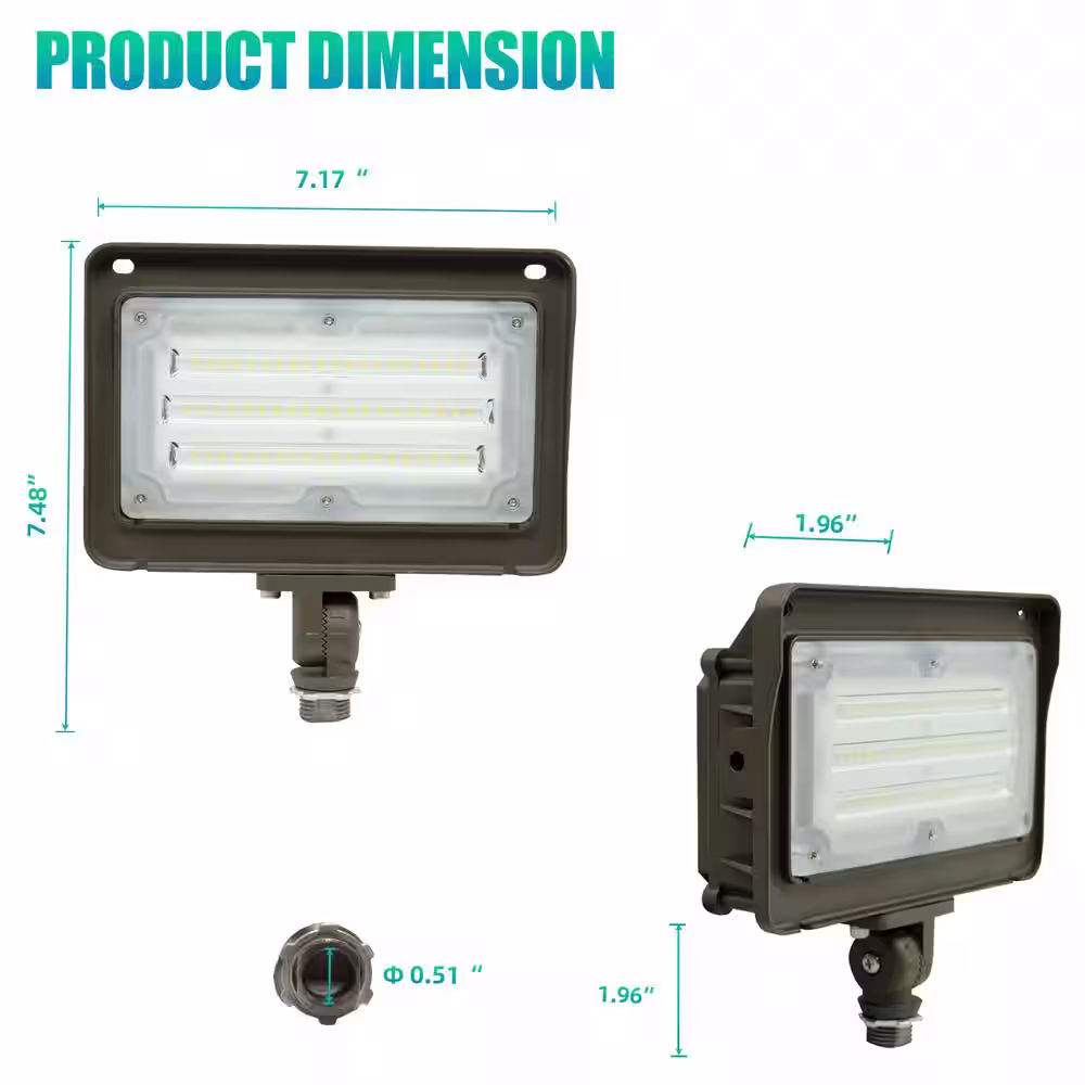 None 250-Watt Equivalence 120-Degree Bronze Integrated LED Outdoor Flood Light Dusk to Dawn 5000K Waterproof IP65