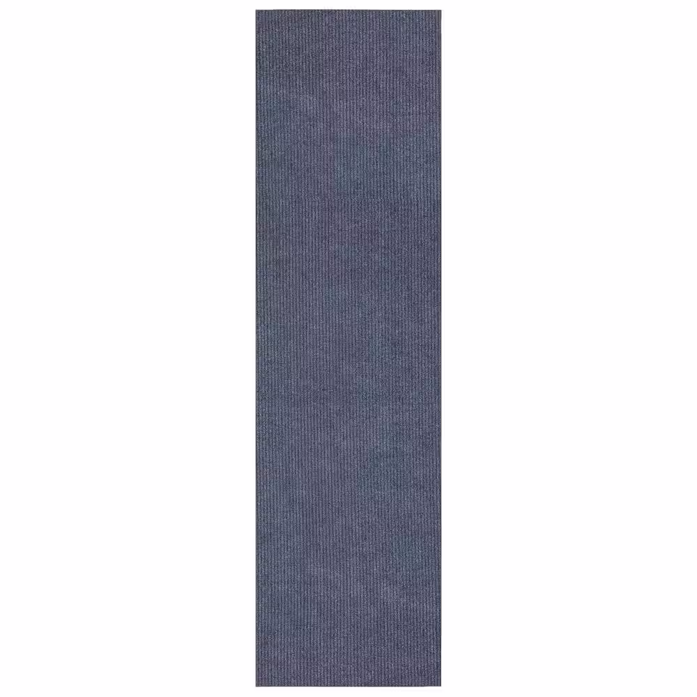 Sweet Home Stores Ribbed Waterproof Non-Slip Rubber Back Solid Runner Rug 2 ft. W x 21 ft. L Gray Polyester Garage Flooring