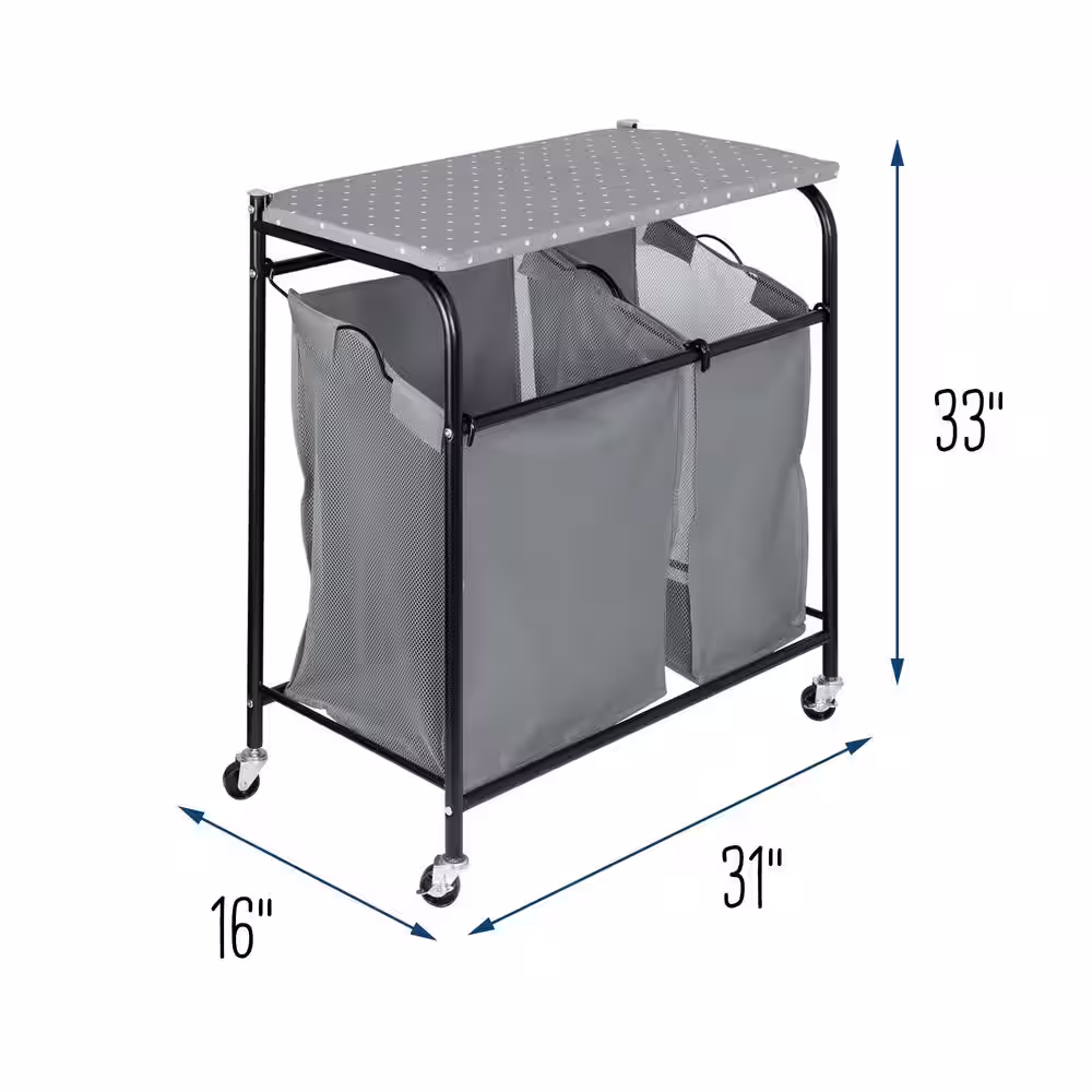 Honey-Can-Do Gray Steel Uneven Clothes Sorter with Ironing Board