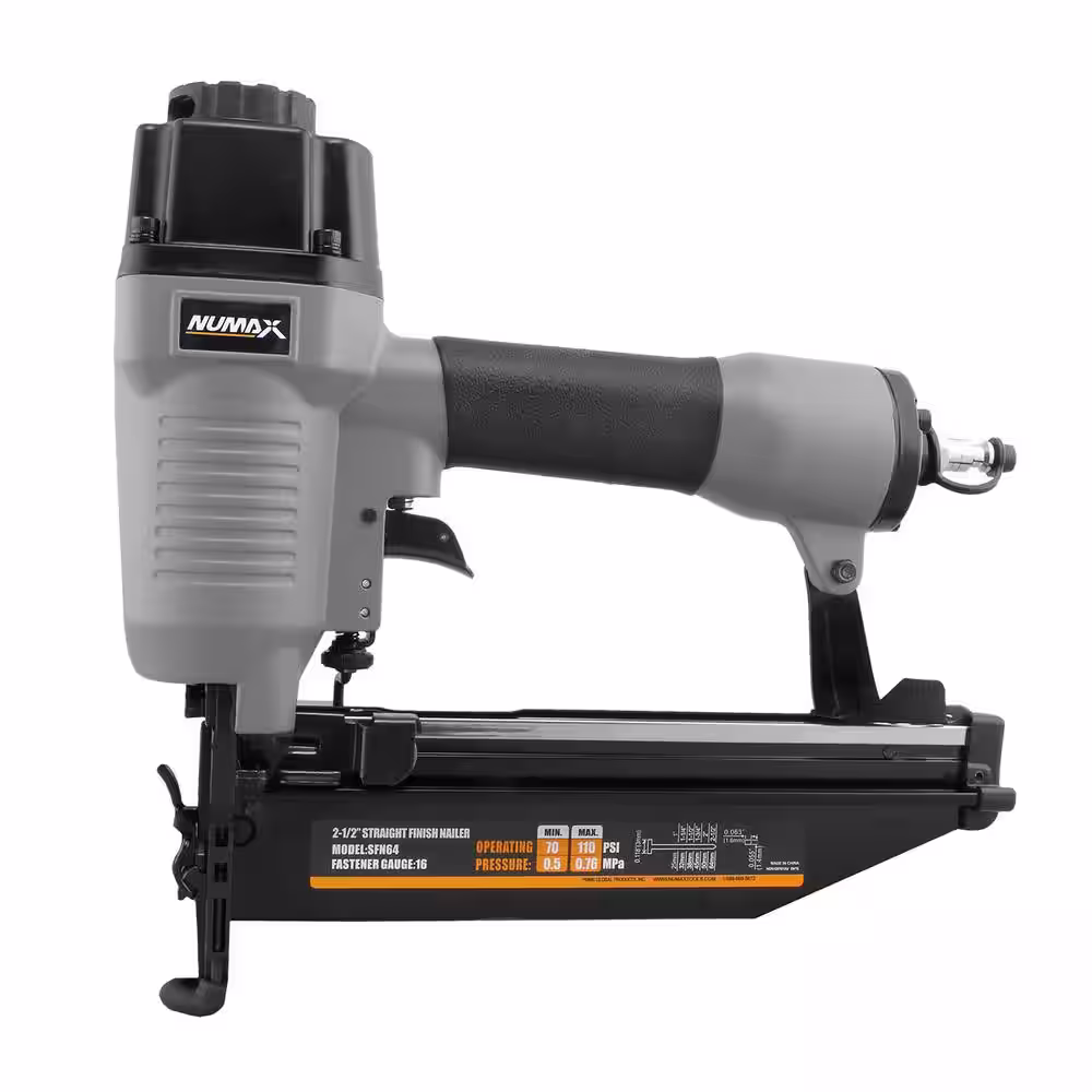 NuMax Pneumatic 16-Gauge 2-1/2 in. Straight Finish Nailer with Nails (2000-Count)