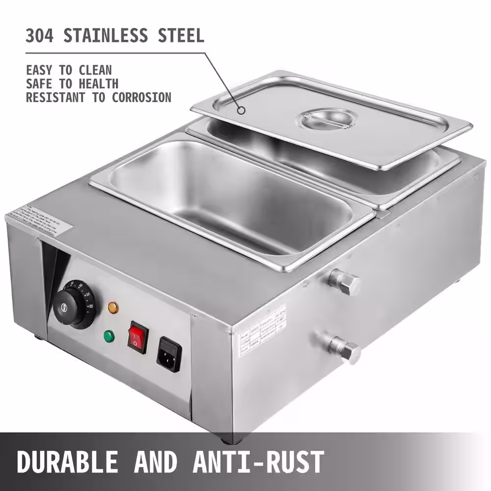 VEVOR Chocolate Melting Machine 1000 Watt 2-Tanks Stainless Steel Electric Chocolate Warmer Melting Pot for Cafe Bar