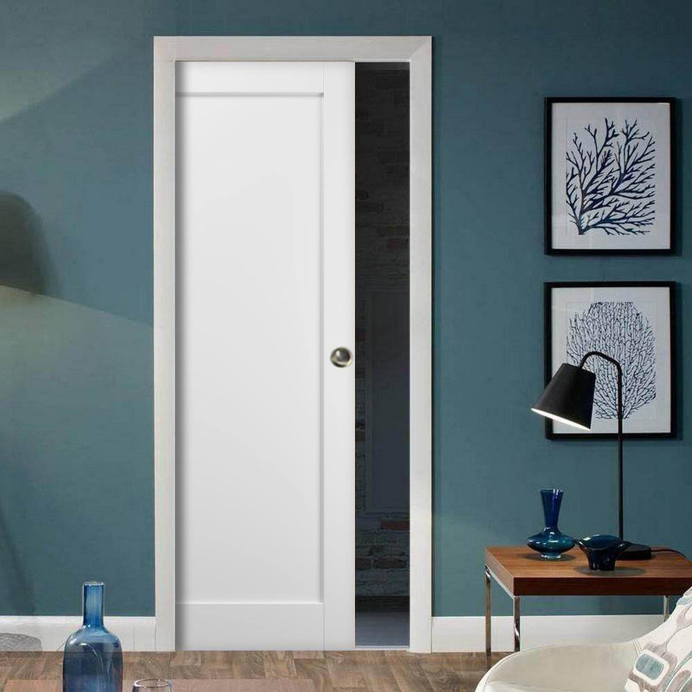 Sartodoors 4111 28 in. x 80 in. 1 Panel No Bore Solid MDF Core White Finished Pine Wood Interior Door Slab