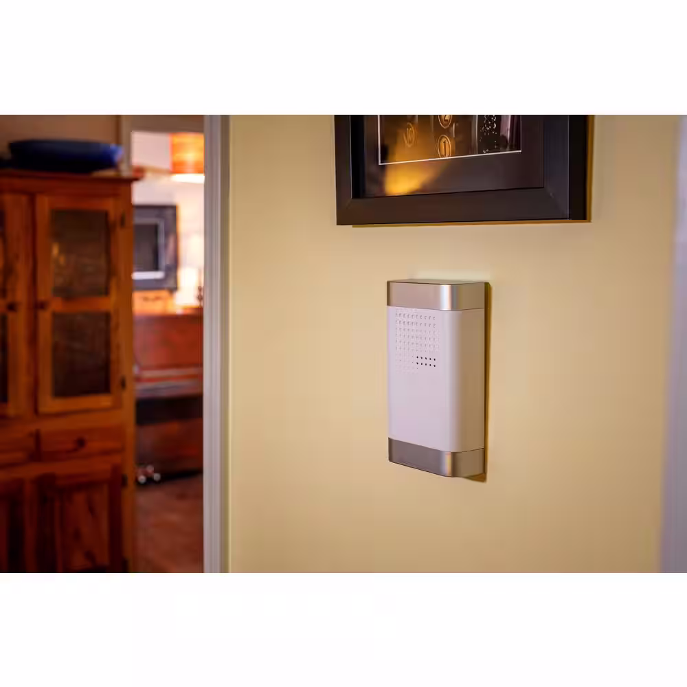 Hampton Bay Wireless Battery Operated Doorbell Kit with Wireless Push Button, White and Nickel
