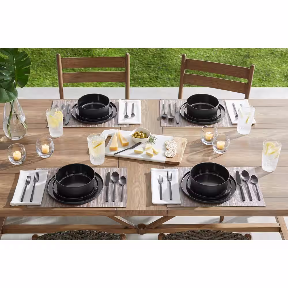 Home Decorators Collection Trenblay Melamine Dinner Bowls in Charcoal Black (Set of 6)