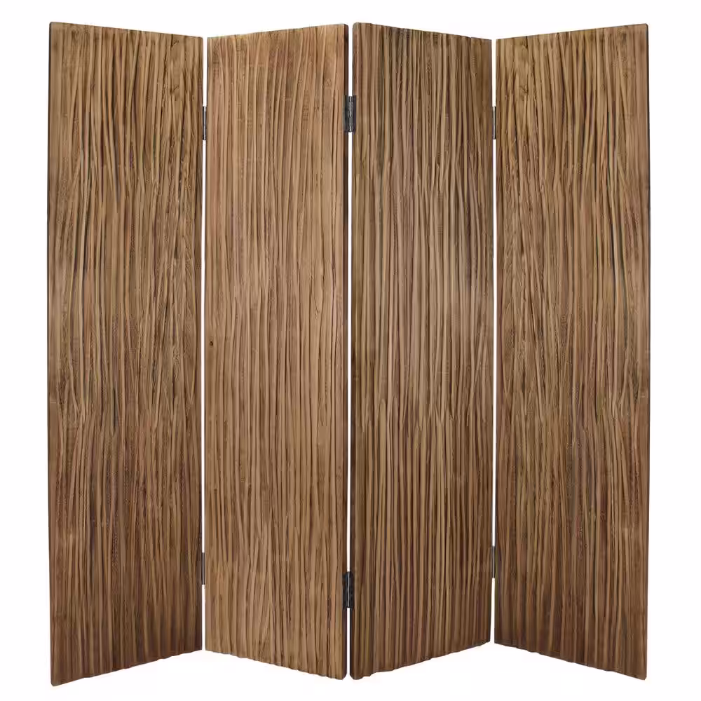 None SG-328A Woodland Screen 7 ft. Brown 4-Panel Room Divider