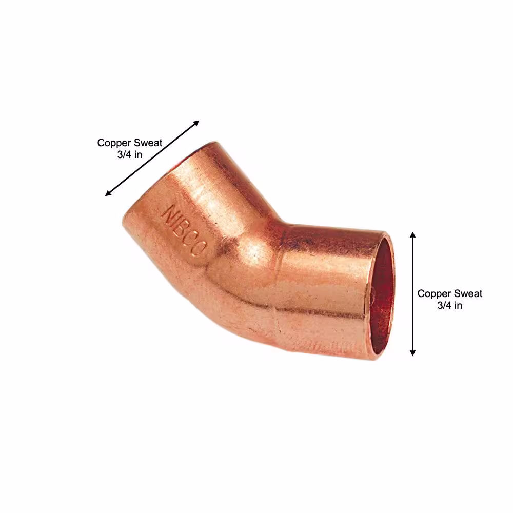 Everbilt 3/4 in. Copper Pressure 45-Degree Cup x Cup Elbow Fitting