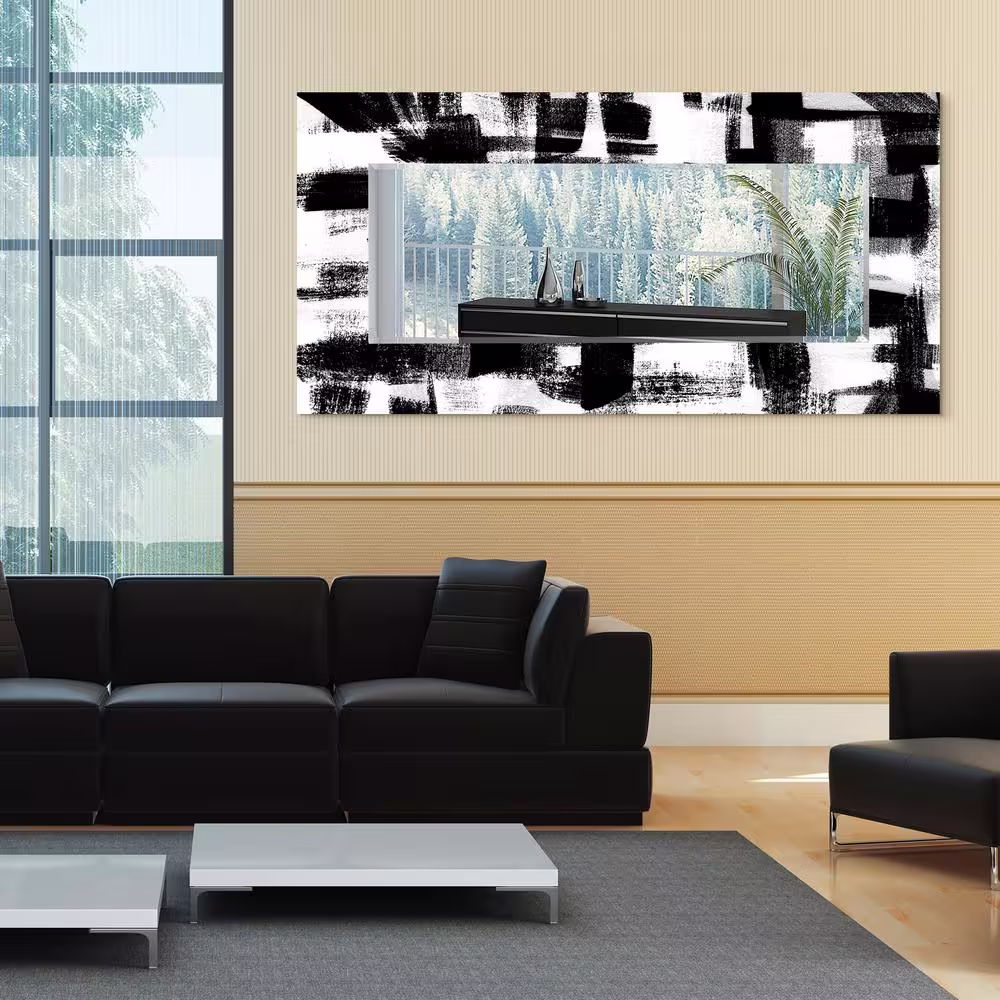 Empire Art Direct 72 in. x 36 in. Jam Session II Rectangle Framed Printed Tempered Art Glass Beveled Accent Mirror
