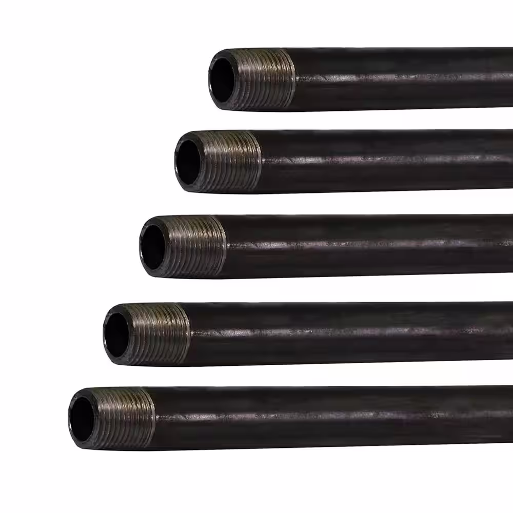 The Plumber's Choice 1-1/2 in. x 3 ft. Black Steel Pipe (5-Pack)
