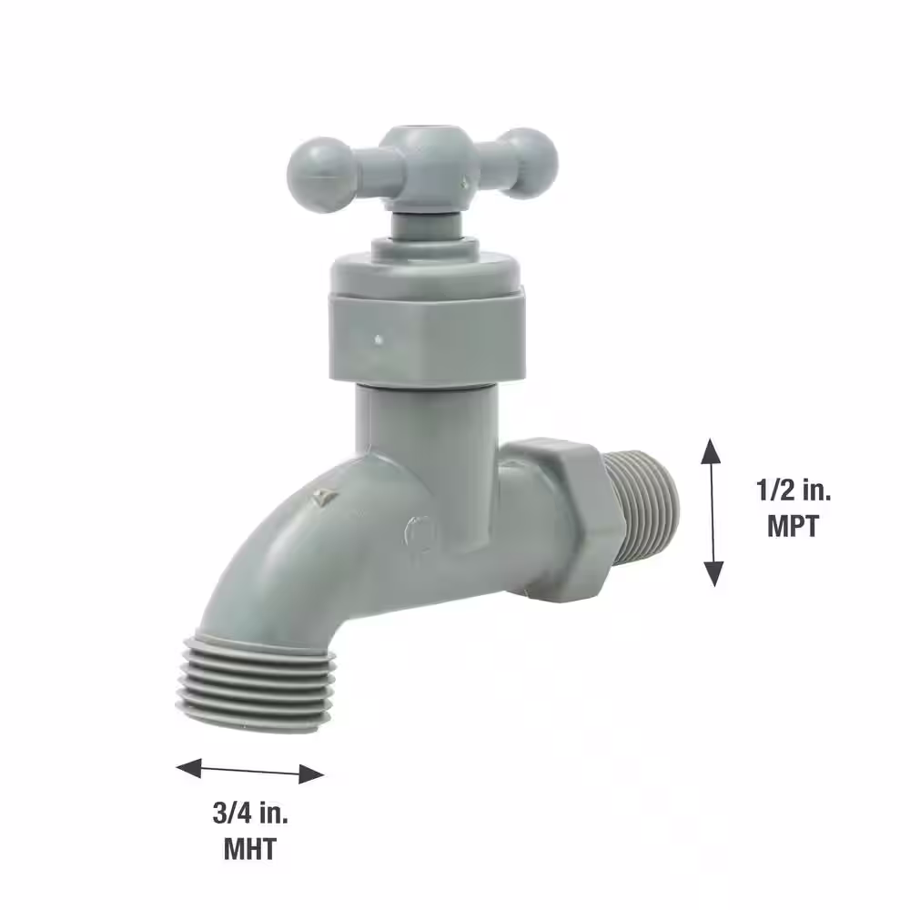 None 1/2 in. x 1/2 in. MIP x MHT Plastic Hose Bibb