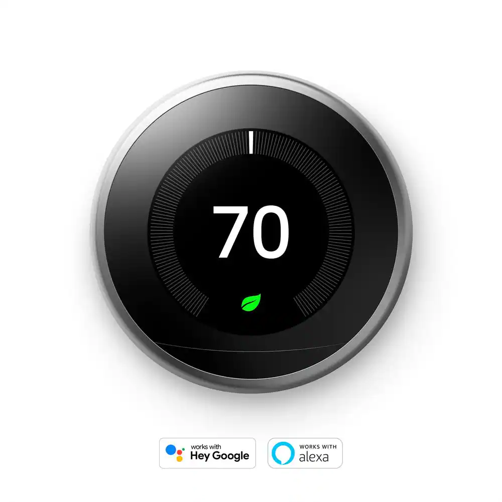 Google Nest Learning Thermostat - Smart Wi-Fi Thermostat Stainless Steel and Nest Temperature Sensor 2 Pack